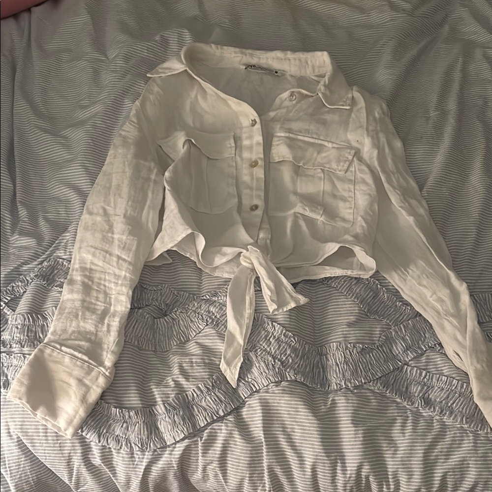 Zara Cream Button-Up Shirt